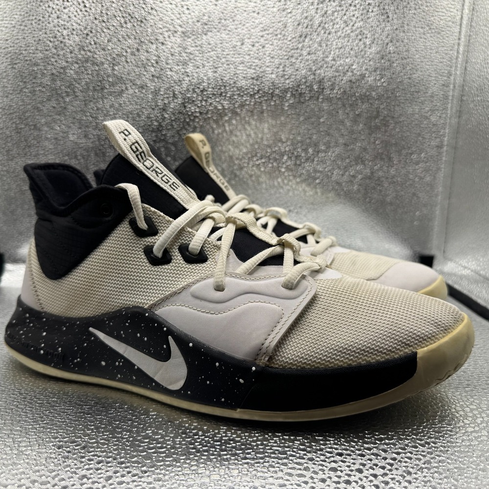 Size 10.5 Nike Paul George PG3 White Black Mens Basketball Shoes CN9512-108